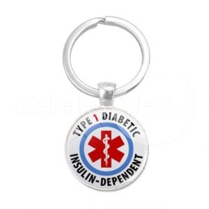 Diabetes awerness Sleutelhanger met opschrift "Type 1 Diabetic - Insulin Depentent"