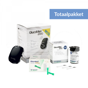 GlucoMen Areo Totaalpakket met 60 teststrips en 110 lancetten